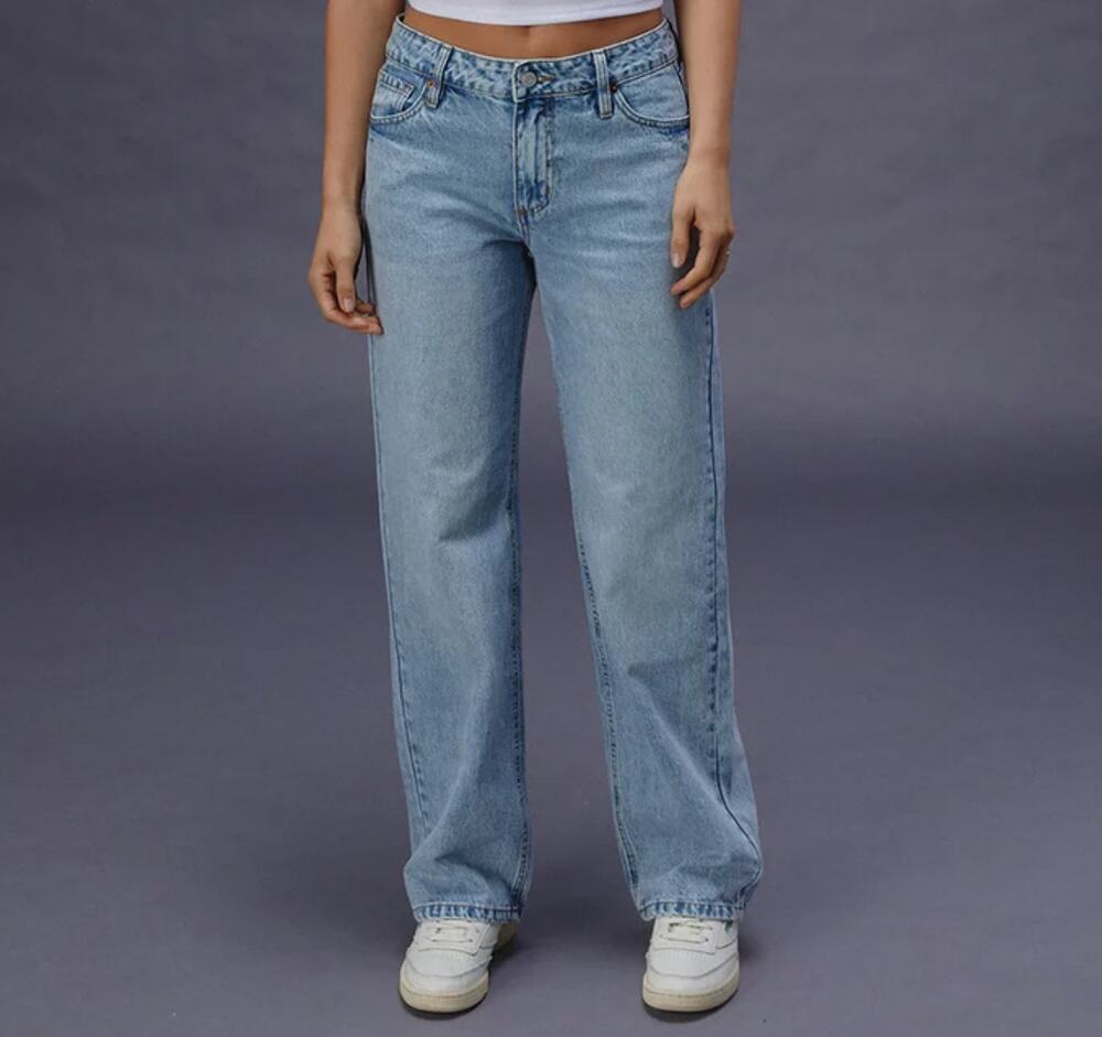 RSQ Womens Low Rise Loose Straight Jeans Medium Wash Size 25